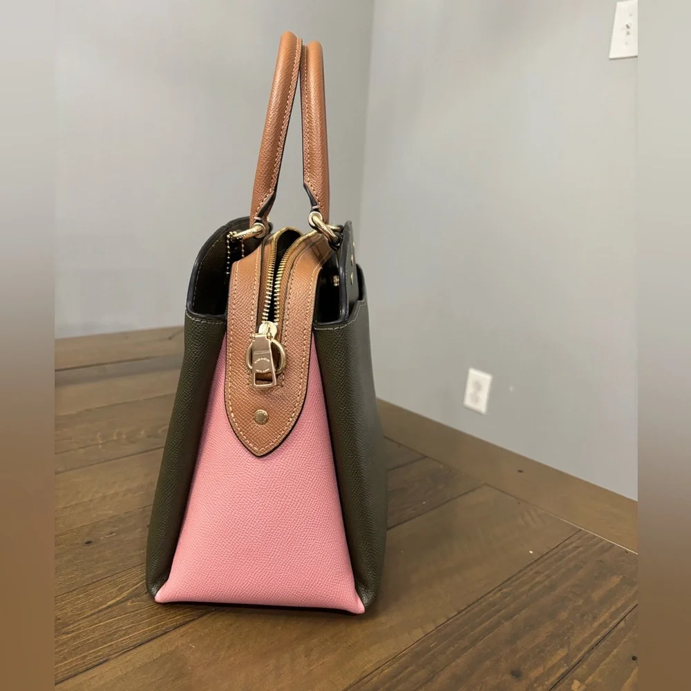 NWT Coach Lillie Colorblock Carryall - Green, Pink and Brown
